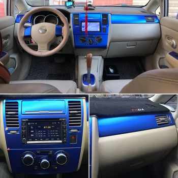 Автомобильный стайлинг Из 5D углеродного волокна, Центральная консоль, изменение цвета, Литьевая Наклейка, наклейки для Nissan Tiida 2005-2010