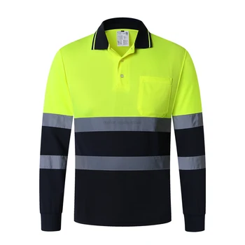 Мужская светоотражающая защитная футболка с высокой видимостью, быстросохнущая Рабочая одежда с длинным рукавом, защитная рабочая одежда для строительства на открытом воздухе
