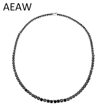 AEAW Серебряное ожерелье с платиновым покрытием и черным муассанитом для женщин 28CTW, черный Муассанит, бриллиант, Серебро