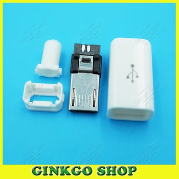 15 компл./лот 4 в 1 DIY свариваемый Длинный штекер Micro USB, Белый цвет, свариваемый длинный штекер Micro USB для apple style