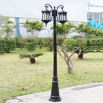 (H≈ 2,6 м) Европейский уличный светильник для внутреннего двора Вилла Сад Уличные фонари с двойными головками Парк Сообщество Дорожное Инженерное освещение