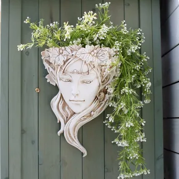 Настенная ваза для цветов в скандинавском стиле из смолы, Винтажный домашний декор, Украшение сада на балконе во внутреннем дворе, Ваза для девочек-богинь на открытом воздухе