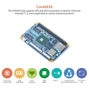 CORE6818 Плата развития S5P6818 Четырехъядерный 1G + 8G EMMC Гигабитный Ethernet Порт Lubuntu Android 7.1.2 С антенной