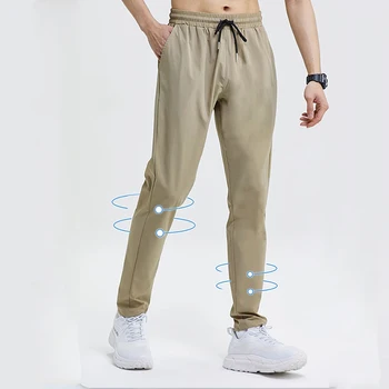 Новые брюки-карандаш, обтягивающие Штаны для бега трусцой, Повседневные мужские Штаны для бега, Дышащие, быстросохнущие, Шелк льда, Спортивные штаны для фитнеса на открытом воздухе