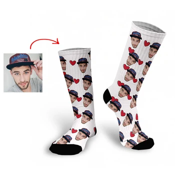Носки с принтом аватара по индивидуальному заказу для мужчин и женщин, Модные забавные хлопковые длинные носки для детей, компрессионные носки с дизайном 