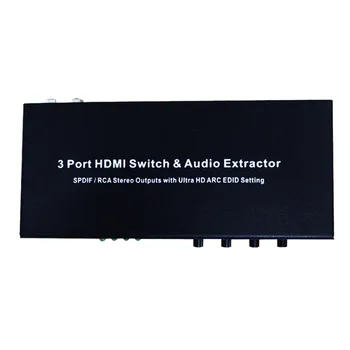 Переключатель HDMI Switcher Box Selector 3 В 1 Аудиовыход с выходом Оптический SPDIF и RCA L/R Аудиовыход и ИК-управление Поддержка 3D, 1080p