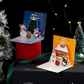 Подарки на Новый Год, День Рождения, Поздравительные открытки Санта-Клауса с Конвертом, Поздравительные открытки, Рождественская открытка, Благодарственные открытки