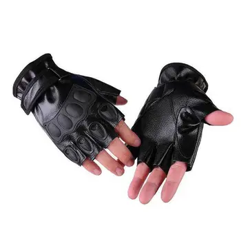 1 пара нескользящих велосипедных перчаток без пальцев из искусственной кожи на половину пальца, Удобные износостойкие спортивные рукавицы для пеших прогулок