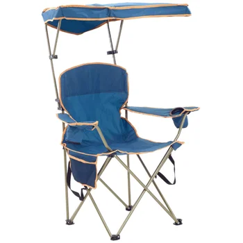 Удобное кресло синего цвета Регулируемый козырек для защиты от солнца опускается, Уличные пляжные стулья для кемпинга, мебель из полиэстеровой ткани