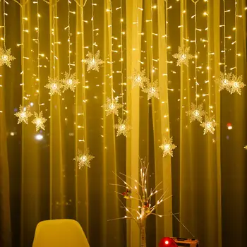 Рождественские светодиодные гирлянды в виде Снежинок, шторные огни, Водонепроницаемая Праздничная вечеринка, может быть подключена к волшебным огням Wave
