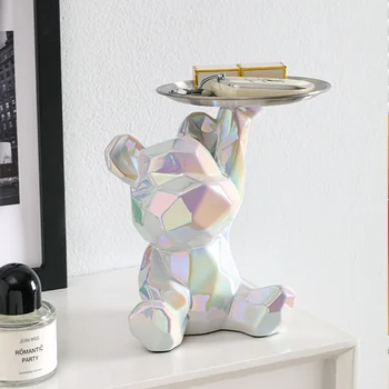 Роскошная Скульптура Медведя-насильника, Украшение для Лотка, Аксессуары для хранения в гостиной, Статуя для рабочего стола в спальне, Домашний декор