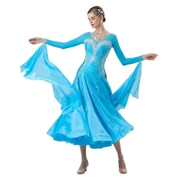 B-2220 Новое женское платье для современных танцев Со стразами, разнообразное по цвету, Бальный зал, Национальный стандарт, соревнование по вальсу