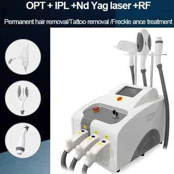Портативная перманентная эпиляция 2022 3 В 1 Многофункциональная лазерная машина для удаления татуировок IPL/RF/Nd Yag Безболезненно