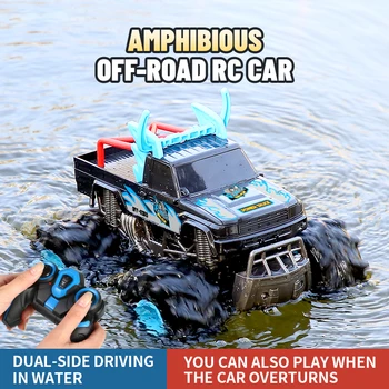 Радиоуправляемый автомобиль-амфибия для бездорожья 4WD, двухстороннее вождение в воде, автомобиль с дистанционным управлением 2,4 G, уничтожение грузовика-монстра, подарок для мальчика