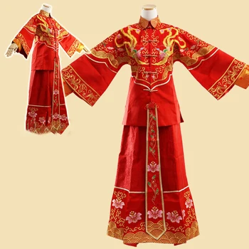 Костюм Невесты принцессы республиканского периода Династии Цин Лонг Фэй Фэн Ву, традиционный китайский свадебный костюм Ханьфу, Сю Хэ Фу