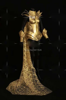 женская вечеринка gogo golden armor costume future show сценическая танцевальная одежда мужская роговая броня розовый технологический боди