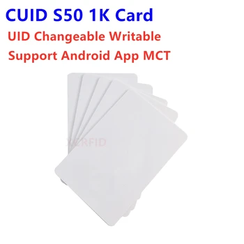 CUID UID Сменная NFC-карта с блоком0, Изменяемая для записи, для S50 13,56 МГц nfc, китайская волшебная карта, Поддержка Android App MCT