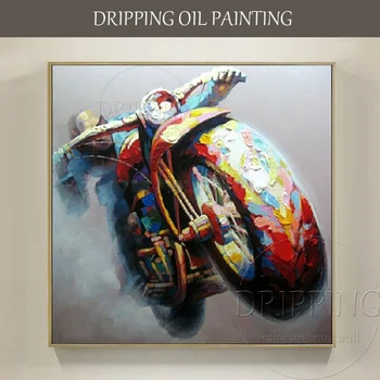 Дешевая цена, ручная роспись, высококачественная современная картина маслом для мотоцикла, настенное искусство ручной работы, картина маслом для мотоцикла для гостиной