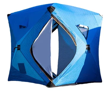 Теплая зимняя палатка для подледной рыбалки большое пространство тройная толстая хлопчатобумажная палатка кемпинг на открытом воздухе ветрозащитный водонепроницаемый снег