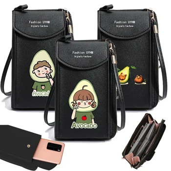 Женские кожаные сумки через плечо с принтом авокадо, Универсальный мобильный телефон для Iphone/Samsung/xiaomi, кошелек, Клатч через плечо, кошелек