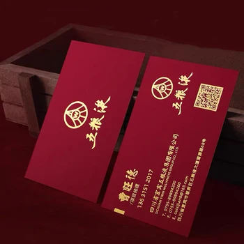 Бумага для визитных карточек Изготовленная на заказ Печать Персонализированный Дизайн Логотип Умная Красная Гладкая Карта С Тиснением Золотой Серебряной Фольгой 350gsm 200pcs