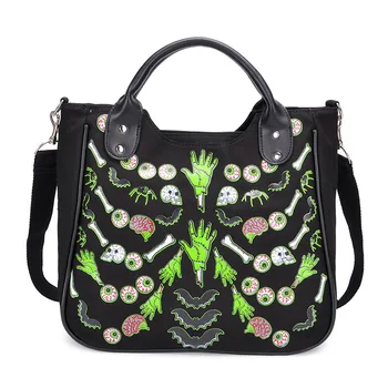 Женская сумка в готическом стиле с героями мультфильмов JIEROTYX, Холщовая сумочка, Женская Повседневная сумка с цветочным принтом, Женские сумки в стиле панк Высокого качества