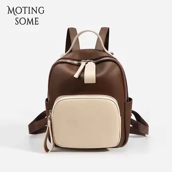 MS Simple Style, Женский Рюкзак из натуральной кожи, цветные школьные сумки в стиле пэчворк, Мини-рюкзак для Леди, портативные дорожные сумки 2023