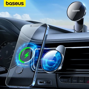 Магнитный автомобильный держатель телефона Baseus Беспроводное зарядное устройство для Apple iPhone 14 13 12 11 Pro Max Беспроводная зарядка Держатель телефона Зарядное устройство