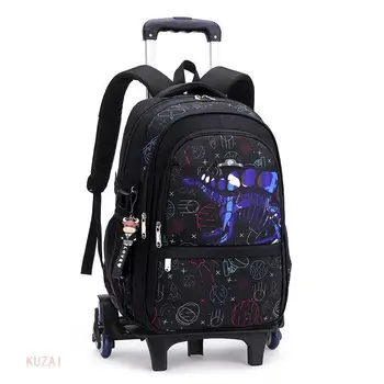 Детские школьные сумки с граффити-тележкой Mochila, детские рюкзаки на колесиках, багаж на тележке для девочек, рюкзак для мальчиков, рюкзак на спине, школьный ранец