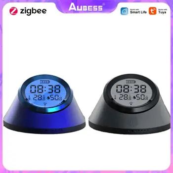 Zigbee Tuya, умные часы с датчиком температуры и влажности, с подсветкой экрана, Умный Домашний измеритель температуры и влажности