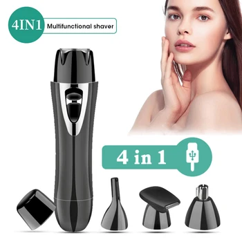 Эпилятор 4 в 1, USB Перезаряжаемый Переносной Триммер для удаления волос для женщин, Бритва для тела, лица, бровей, Мини-Эпилятор для кожи, Триммер