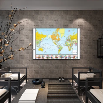 59x42 см Маленькая карта мира с Национальным флагом Холст Классическое издание Настенные карты мира Декор для домашнего Офиса Школьные принадлежности