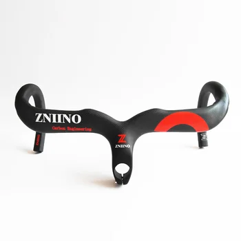 ZNIINO 2020 НОВЫЙ Красный T800 Матовый, Полностью Из Углеродного Волокна, Интегрированный Руль Для Шоссейного Велосипеда, Изогнутые Стержни со стержнем 400/420/440 мм