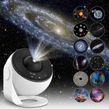 Проектор звезд Планетария, проектор Галактики, реалистичный ночной светильник Звездного неба с 12 пленочными дисками, созвездие Солнечной системы Mo