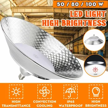 50 Вт 80 Вт 100 Вт UFO LED High Bay Light AC220V Водонепроницаемый Складской Гаражный Свет Супер Яркое Коммерческое Промышленное Освещение