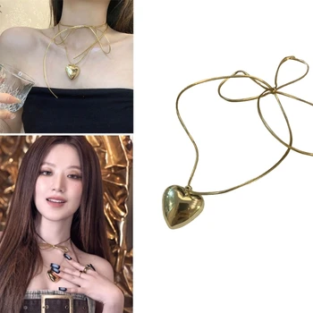 Модные Ожерелья с подвеской в виде сердца, Ювелирные изделия, Элегантные Ожерелья-чокеры, Цепочка на ключицу