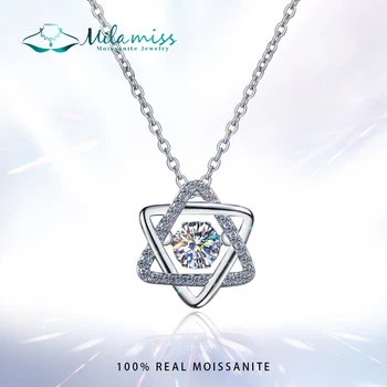 MILAMISS 0.5ct Лабораторный бриллиант 14k Белое золото GRA Moissanite Ожерелье для женщин Ожерелье из стерлингового серебра 925 пробы Изысканные ювелирные изделия