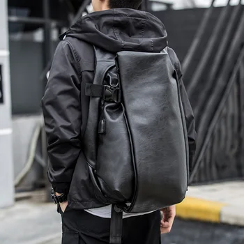 Мужской рюкзак для путешествий с USB-зарядкой, рюкзаки для ноутбука, Черная 16-дюймовая кожаная школьная сумка, мужские винтажные водонепроницаемые рюкзаки с защитой от кражи