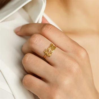 Изготовленные на заказ 1-3 Именные кольца для женщин из нержавеющей Стали, Персонализированная Регулируемая Табличка золотого цвета, женское Семейное кольцо, Ювелирный подарок