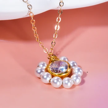 Жемчужное ожерелье в форме цветка Для женщин, покрытое 18-каратным золотом, инкрустированное кубическим цирконием, Бриллиант, Модный индивидуальный ювелирный подарок