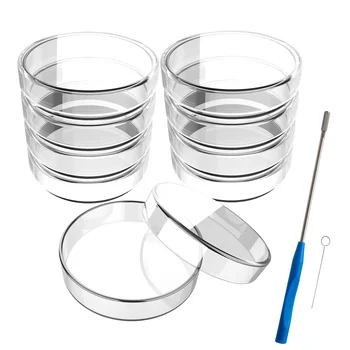 стеклянные чашки Петри диаметром 100 мм, 10 шт., автоклавируемые лабораторные чашки Петри с петлей для инокуляции, автоклавируемые и многоразовые