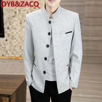 Маленький костюм DYB & ZACQ со стоячим воротником, мужской повседневный костюм в китайском стиле, куртка, мужской костюм в национальном стиле 4XL 5XL