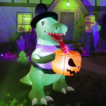 Ourwarm Надувной динозавр на Хэллоуин с Тыквой Для взрослых и детей, Маскарадные костюмы для вечеринки, Платье с героями мультфильмов и Аниме