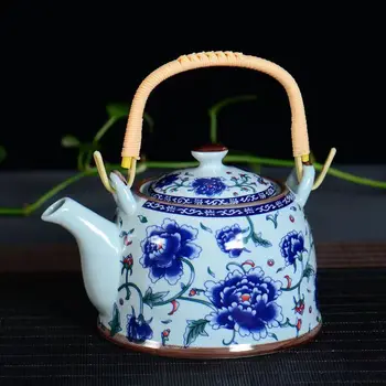Сине-белый фарфоровый чайник, китайский первоклассный дизайнерский Керамический горшок с песком ручной работы, чайный набор кунг-фу, Чайник Пуэр