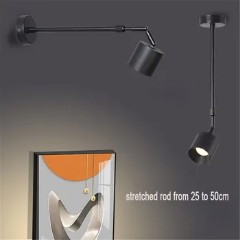 Черно-белый светодиодный светильник мощностью 7 Вт 10 Вт с растягивающимся стержнем, светильники для демонстрации художественных работ, лампа для рисования с длинной рукояткой для галереи