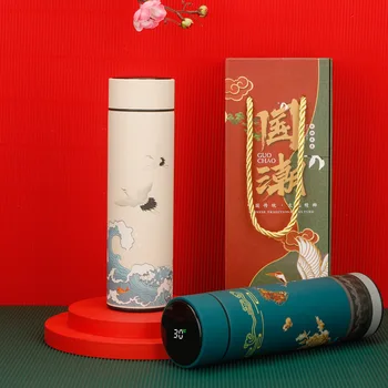 Китайский ветер, интеллектуальный температурный дисплей, чашка-термос, подарочная чашка, чашка для воды, светодиодное измерение температуры, бизнес-чашка-термос