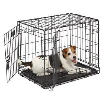 Двухстворчатый металлический ящик для собак iCrate, 24 дюйма, черный