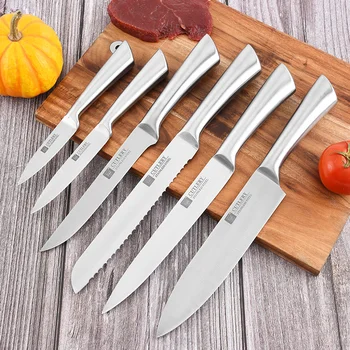 Кухонный нож из нержавеющей стали С полой ручкой, нож шеф-повара, тесак, Нож для хлеба, фруктовый нож, Кухонные инструменты для приготовления пищи