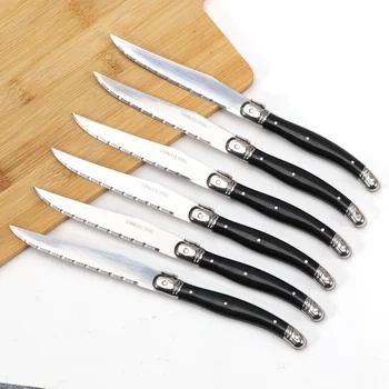 Набор ножей для стейка из 6 ножей для стейка, пригодных для мытья в посудомоечной машине, высокопрочные ножи для стейка из нержавеющей стали