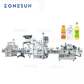 Производственная линия ZONESUN ZS-FAL180C10 С Перистальтическим Насосом для розлива Жидкости, Укупорочная Линия и Этикетировочная машина С Вибрационной чашей